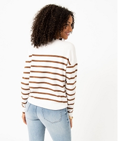 pull raye en maille fine avec col rond femme imprime pullsE114301_3