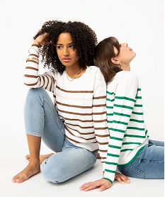 pull raye en maille fine avec col rond femme imprime pullsE114301_4