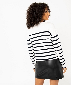 pull raye en maille fine avec col rond femme imprime pullsE114501_3