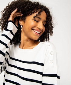 pull raye en maille fine avec col rond femme imprime pullsE114501_4