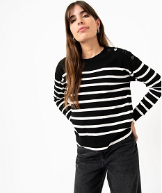 pull raye en maille fine avec col rond femme imprimeE114601_1