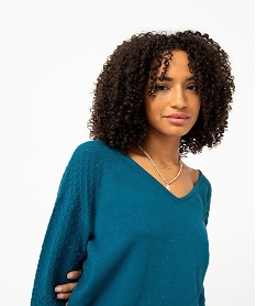 pull avec double col v et manches fantaisie femme bleuE114801_2