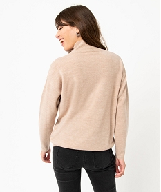 pull a col montant en maille fine femme beigeE115301_3