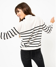 pull a col montant en maille fine rayee femme imprime pullsE115401_3