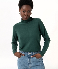 pull a col montant en maille fine femme vert pullsE115501_4