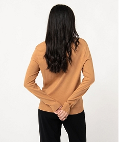 pull en maille fine a col v et boutons fantaisie femme orangeE116001_3