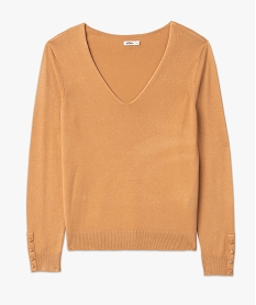 pull en maille fine a col v et boutons fantaisie femme orange pullsE116001_4