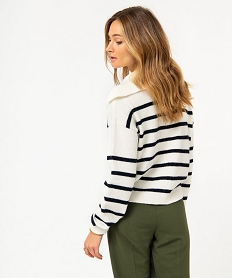 pull a rayures coupe courte avec grand col femme imprime pullsE118301_3