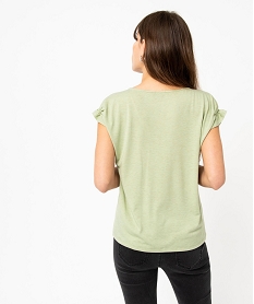 tee-shirt femme a manches courtes froncees et col v vert t-shirts manches courtesE118401_3
