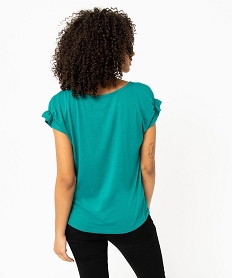 tee-shirt femme a manches courtes froncees et col v bleu t-shirts manches courtesE118501_3