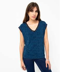 PANTALON BLEU FONCE TEE-SHIRT AOP BLUE:40289542302-Viscose////