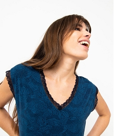 tee-shirt femme imprime avec finitions dentelle imprime t-shirts manches courtesE118801_2