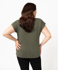 tee-shirt femme grande taille a manches courtes et col v et dentelle vert t-shirts manches courtesE119001_3