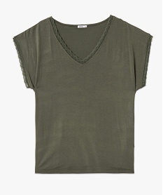 tee-shirt femme grande taille a manches courtes et col v et dentelle vert t-shirts manches courtesE119001_4