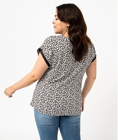 tee-shirt femme grande taille a col v en dentelle blanc t-shirts manches courtesE119101_3