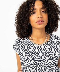 tee-shirt droit fendu a manches courtes imprime femme imprime t-shirts manches courtesE119301_2