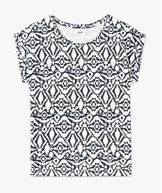 tee-shirt droit fendu a manches courtes imprime femme imprime t-shirts manches courtesE119301_4