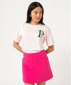 tee-shirt a manches courtes motif pikachu femme - pokemon rose t-shirts manches courtesE119601_1
