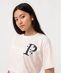 tee-shirt a manches courtes motif pikachu femme - pokemon rose t-shirts manches courtesE119601_2
