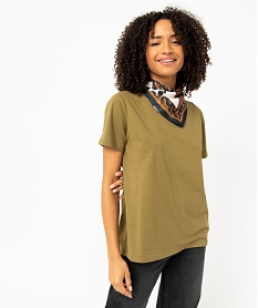 GEMO Tee-shirt à manches courtes et col rond femme Vert