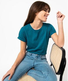 tee-shirt a manches courtes et col rond femme bleu t-shirts manches courtesE120801_1