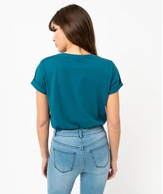 tee-shirt femme a manches courtes et col rond bleu t-shirts manches courtesE120801_3