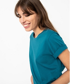 tee-shirt femme a manches courtes et col rond bleu t-shirts manches courtesE120801_4