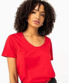 tee-shirt femme a manches courtes avec col v roulotte rouge t-shirts manches courtesE121001_2