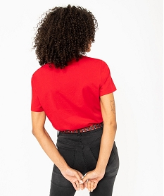 tee-shirt femme a manches courtes avec col v roulotte rouge t-shirts manches courtesE121001_3