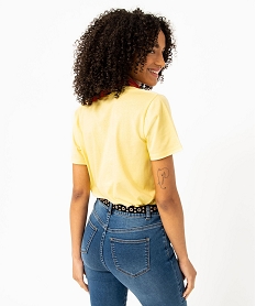tee-shirt femme a manches courtes avec col v roulotte jaune t-shirts manches courtesE121101_3