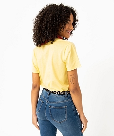 tee-shirt a manches courtes avec col v roulotte femme jaune t-shirts manches courtesE121101_3