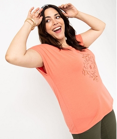 tee-shirt femme grande taille a manches courtes avec motifs roseE121401_2