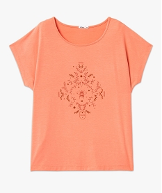 tee-shirt femme grande taille a manches courtes avec motifs roseE121401_4