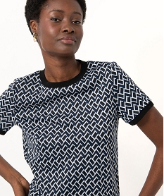 tee-shirt a manches courtes imprime femme bleu t-shirts manches courtesE122401_2