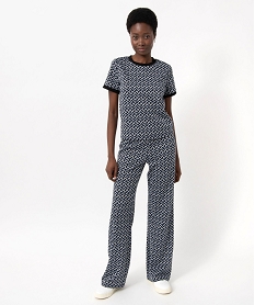 tee-shirt a manches courtes imprime femme bleu t-shirts manches courtesE122401_4