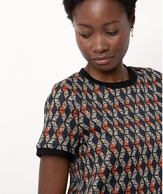 tee-shirt a manches courtes imprime femme multicolore t-shirts manches courtesE122501_2