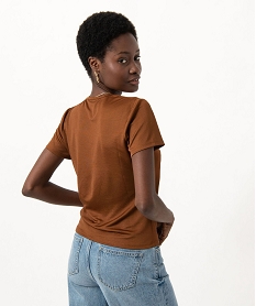 tee-shirt a manches courtes fronce sur lavant femme brun t-shirts manches courtesE122601_3