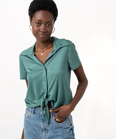 tee-shirt chemise a manches courtes femme vert t-shirts manches courtesE123601_1