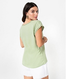 tee-shirt manches courtes a finition tressee pailletee femme vert hauts a paillettesE123701_3