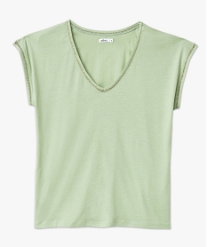 tee-shirt manches courtes a finition tressee pailletee femme vert t-shirts manches courtesE123701_4