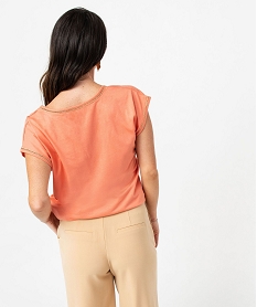 tee-shirt manches courtes a finition tressee pailletee femme rose t-shirts manches courtesE123801_3