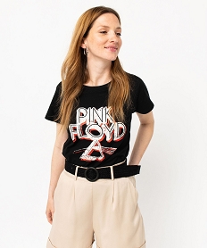 GEMO Tee-shirt à manches courtes avec inscription XXL femme - Pink Floyd Noir