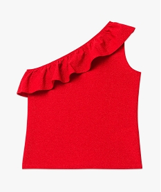 tee-shirt asymetrique a volant et paillettes femme rougeE125301_4