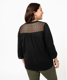 tee-shirt droit manches 34 a col boutonne femme grande taille noir t-shirts manches longuesE125701_3