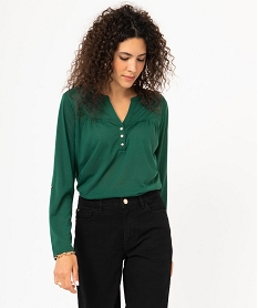 tee-shirt a manches longues en polyester recycle femme vert t-shirts manches longuesE126801_1