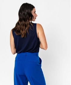 debardeur col v en maille fluide femme bleu debardeursE129601_3