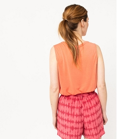 debardeur col v en maille fluide femme orange debardeursE129801_3