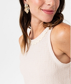 debardeur en maille extensible texturee femme beige debardeursE130001_2