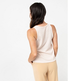 debardeur en maille extensible texturee femme beige debardeursE130001_3