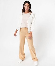 debardeur en maille extensible texturee femme beige debardeursE130001_4